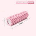 EVA foam roller fitness equipment in multiple sizes and colours including black, grey, pink, and sky blue options