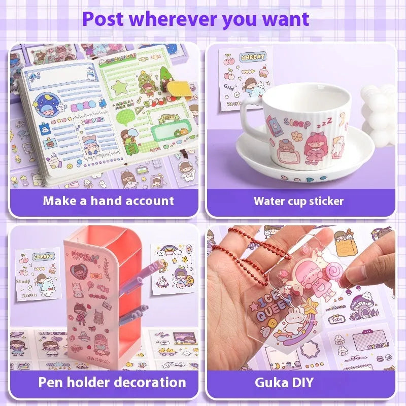 Children's sticker goo card notebook showing five colourful theme options for craft activities