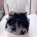 Black polyester princess tulle skirt for a small dog or cat on a white background.