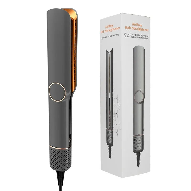 Grey cold air shaping hair straightener with temperature control and high-speed blowing splint, EU plug, 1365W