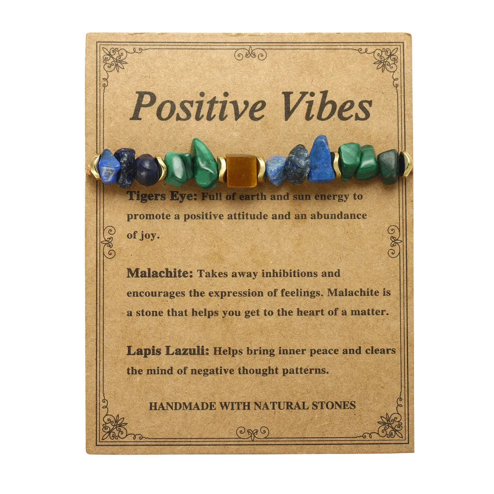 Women's geometric stone beaded bracelet with manually crafted charms in fashion OL style