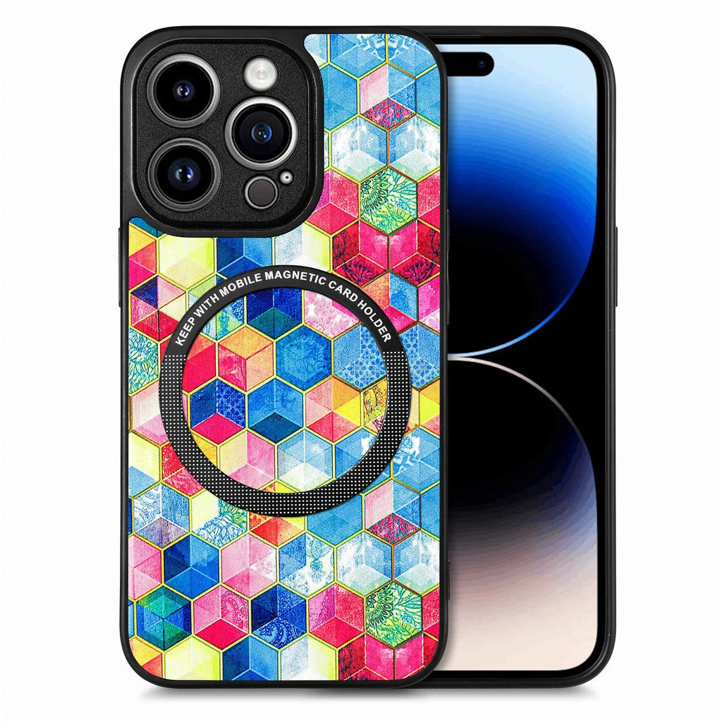 Two-in-one magnetic suction phone case with plastic shell and silicone inner layer for iPhone 14 and 15 series