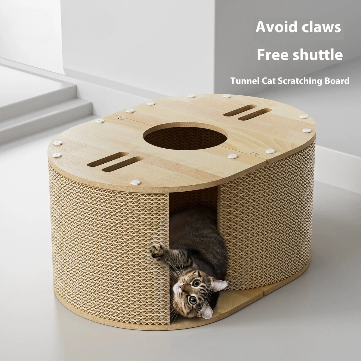 Small corrugated paper cat climbing frame tunnel nest size 57x39x27.5cm simple style
