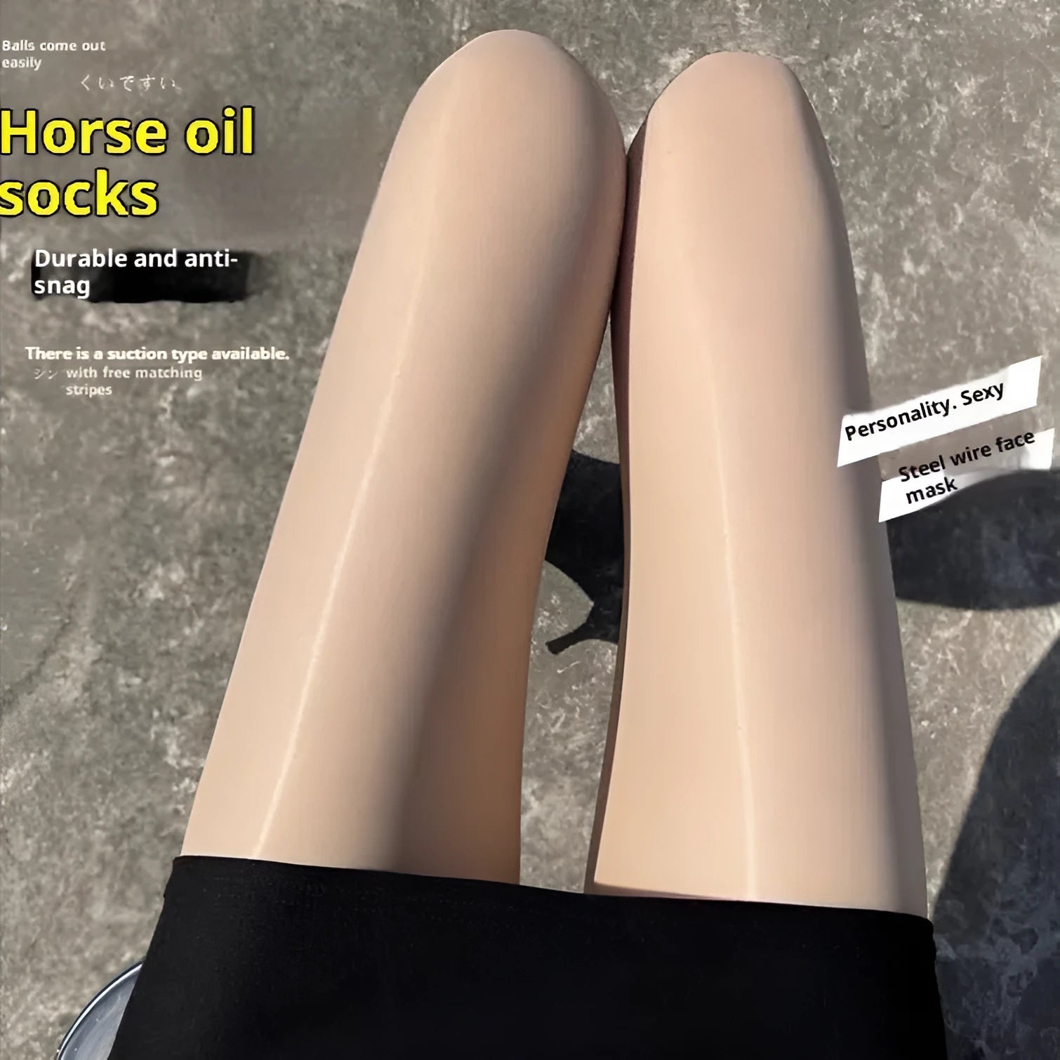 Woman wearing fleshcolour horse oil anti-snag pantyhose for spring