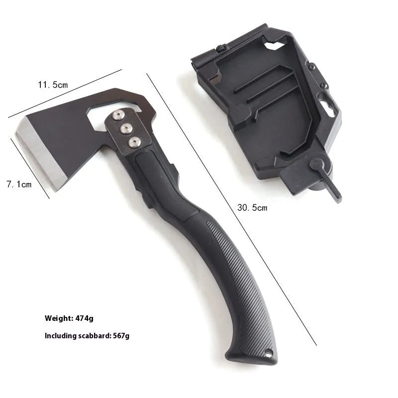 Stainless steel outdoor camping axe with ABS handle measuring 40cm length