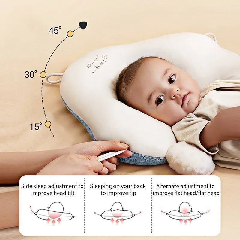 U-shaped baby head shaping pillow in pure cotton with detachable support column