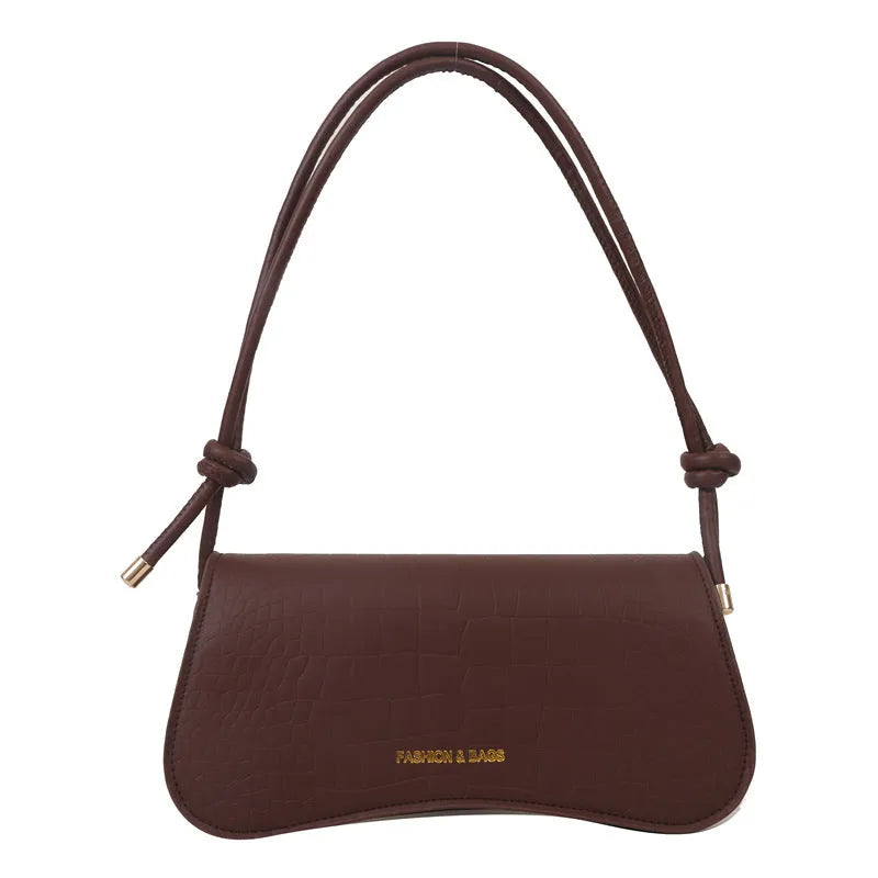 Solid colour PU underarm bag with single shoulder strap, khaki finish