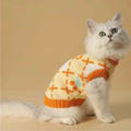 Orange cherry pattern cat sweater for windproof warmth in autumn and winter, sizes S to XL