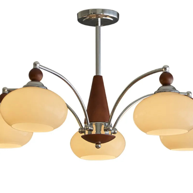 Creative persimmon glass and chrome chandelier with multiple heads in ancient middle style