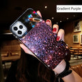 Gradual rhinestone silicone protective case for iPhone in gradient blue colour with sparkle pattern