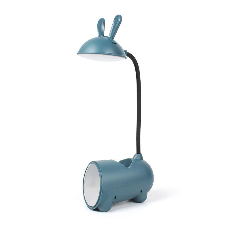 Cartoon USB desktop table lamp with pen container in green colour showing dimensions