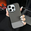 Black dragon scale texture magnetic iPhone case showing side stitching and all-inclusive design.