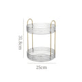 Light luxury cosmetics storage box with PET plastic and metal frame, double layer configuration