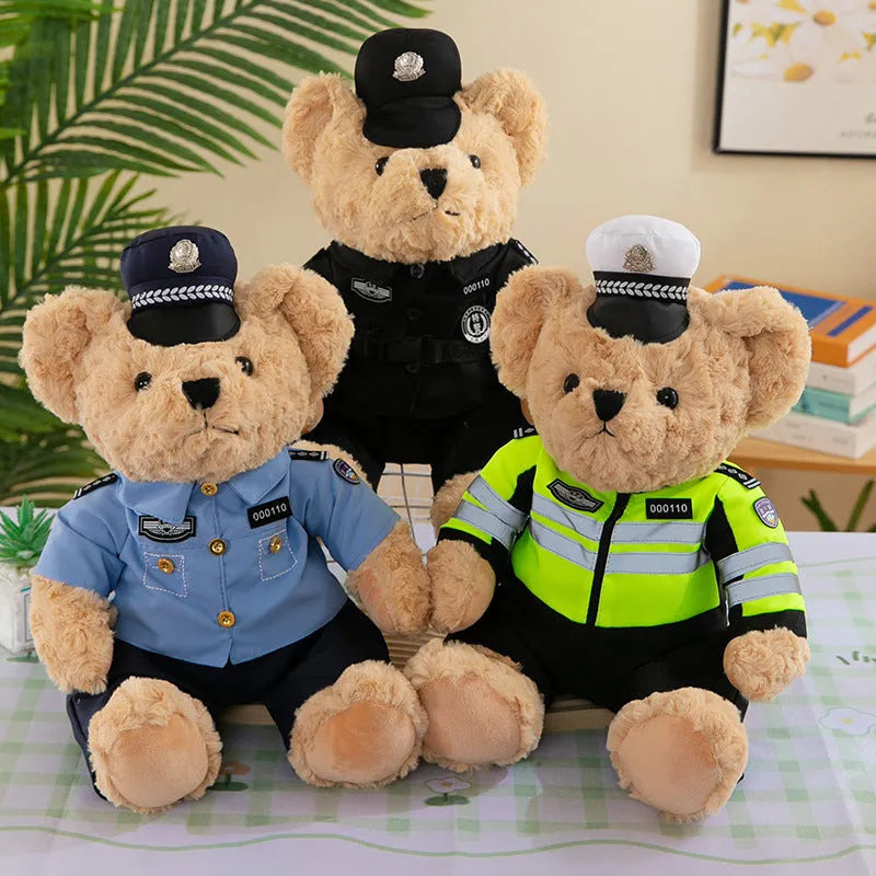 Fire bear police teddy doll plush toys 30cm height for teenagers