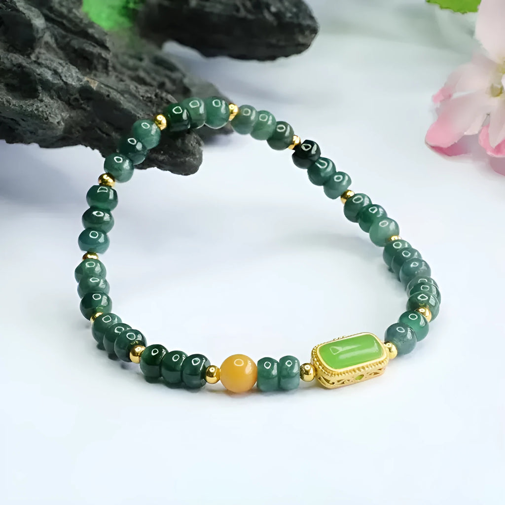 Natural stone blue water jade abacus beads bracelet with mixed gemstones for women