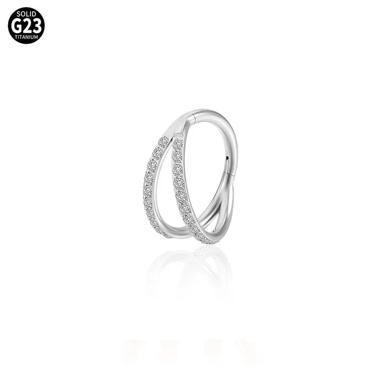 G23 titanium alloy lip ring nose ring earring in gold or steel colour with diamond treatment