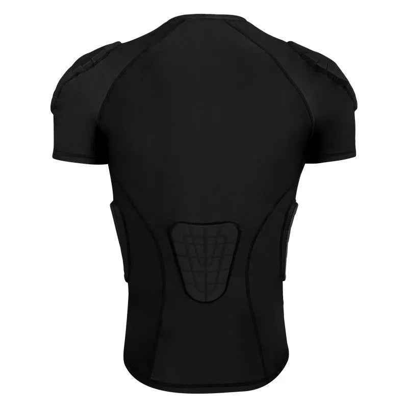 Men wearing tight short-sleeved anti-collision sports protective top in Lycra for football basketball