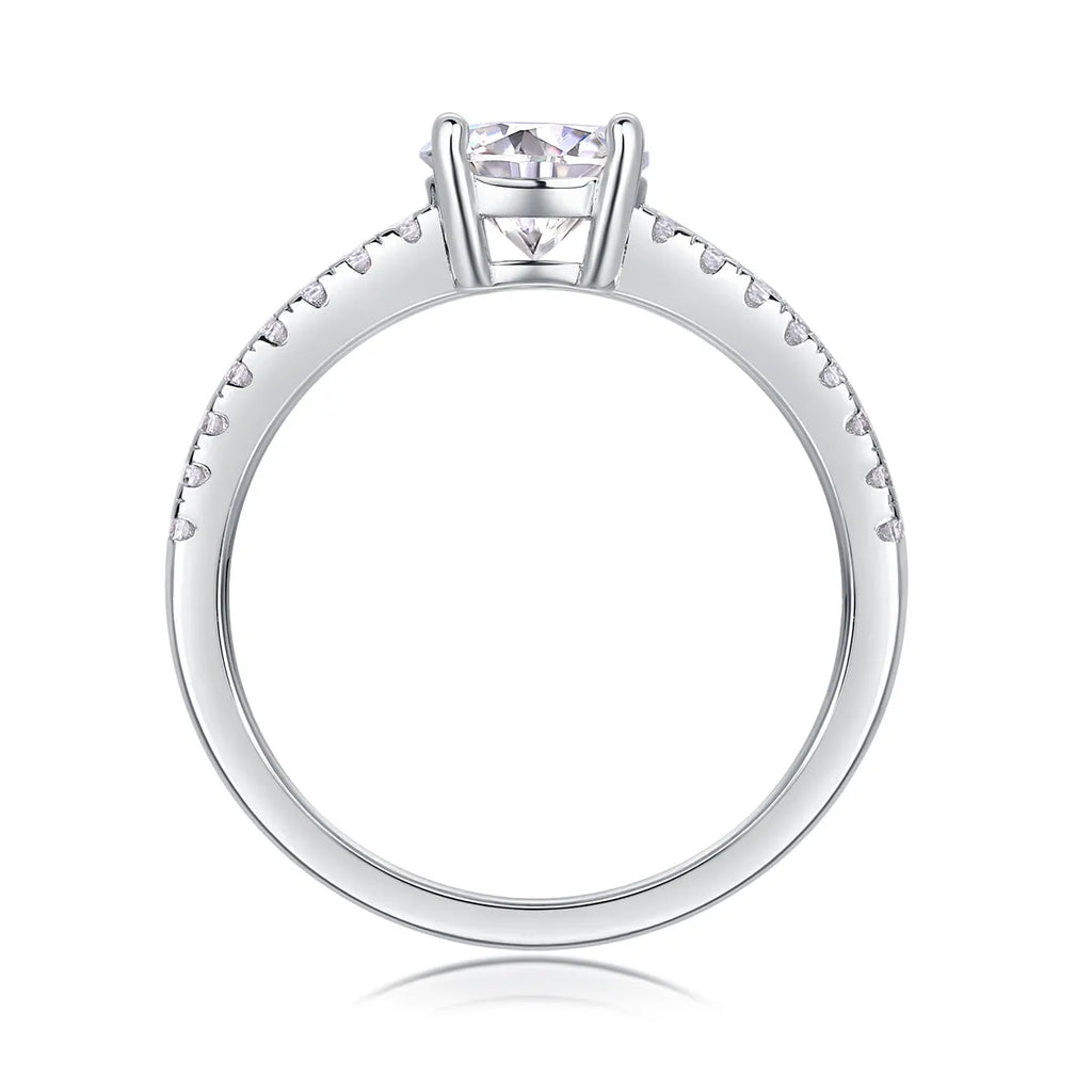 Moissanite wedding ring set with platinum-plated S925 silver band and GRA certificate in a gift box