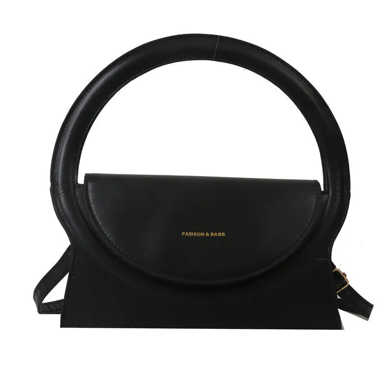 PU leather messenger bag with sandwich pocket design and stitching detail