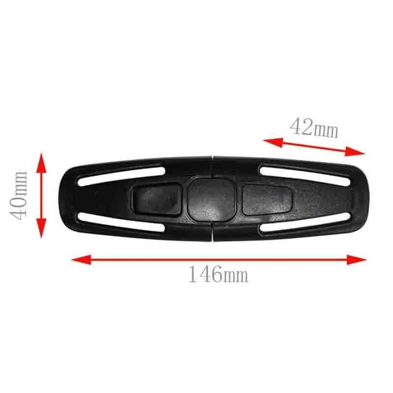 Black nylon child safety seat belt buckle clip for 5-point harness systems
