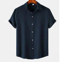 Men's casual short-sleeved polyester cardigan shirt in multiple colours and sizes