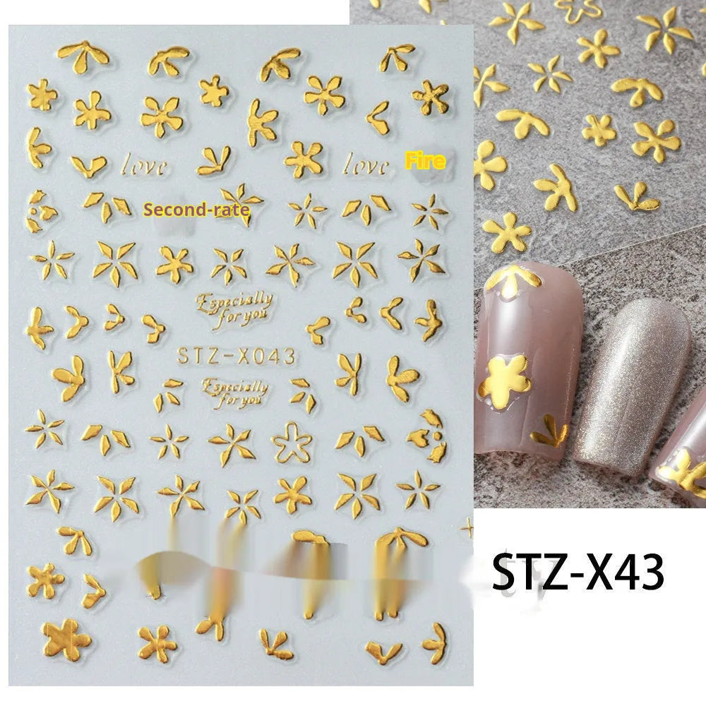 Cartoon nail art stickers sheet with black and silver love heart designs