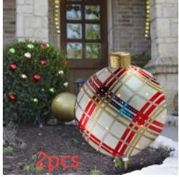 60cm diameter PVC inflatable Christmas ball decoration in various colour patterns