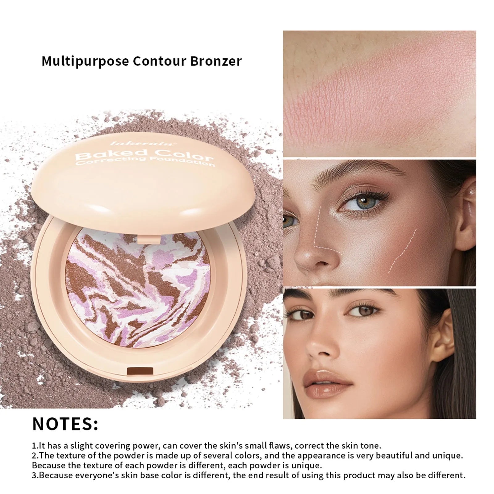Natural face powder for blush, highlight, bronzing and contouring in 10g multi-colour options