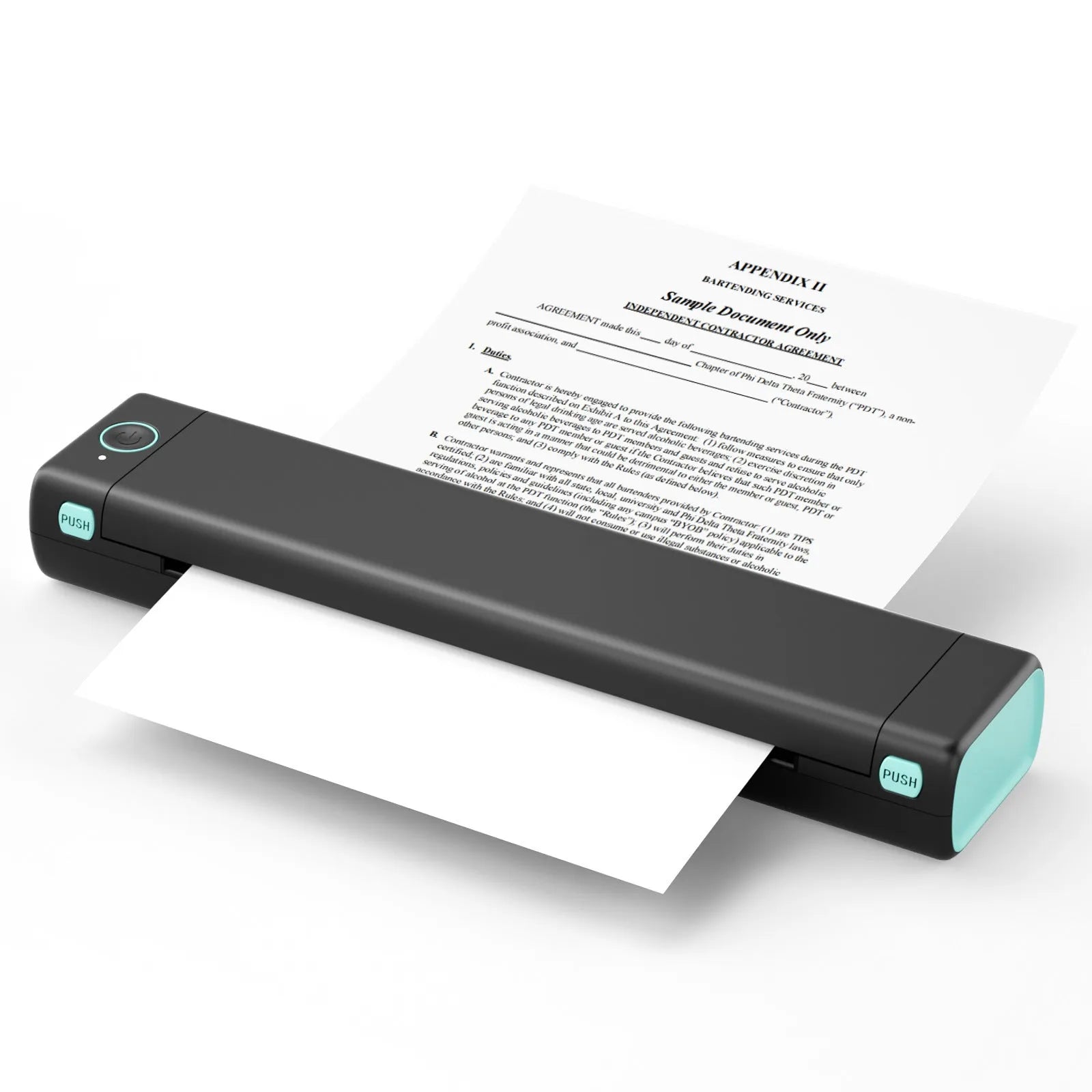 Phomemo M08F portable A4 thermal printer in various colours with charging cable