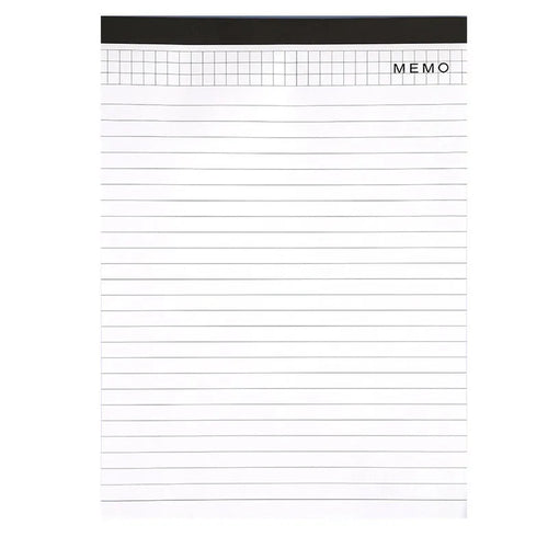 A4 tearable notebook with grid paper and wireless adhesive binding shown in available colour options