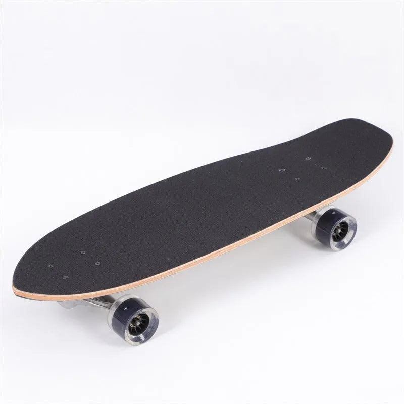 White 31-inch maple skateboard for street scooting with unisex design