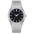 Men's business watch with frosted stainless steel case and luminous markers in silver colour