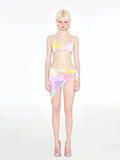 Women's triangle bikini swimsuit in Rainbow Pink with wireless cups and chest pads