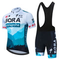 Breathable mesh cycling suit for men and women summer moisture wicking plain pattern long sleeve top and trousers set
