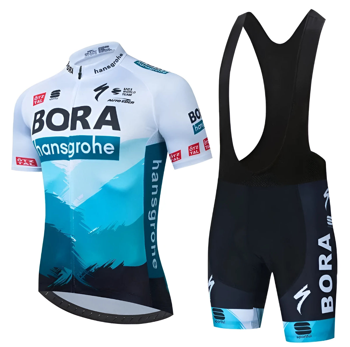 Breathable mesh cycling suit for men and women summer moisture wicking plain pattern long sleeve top and trousers set