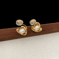 Copper heart-shaped irregular pearl earrings women choice ear clips ear studs electroplated finish