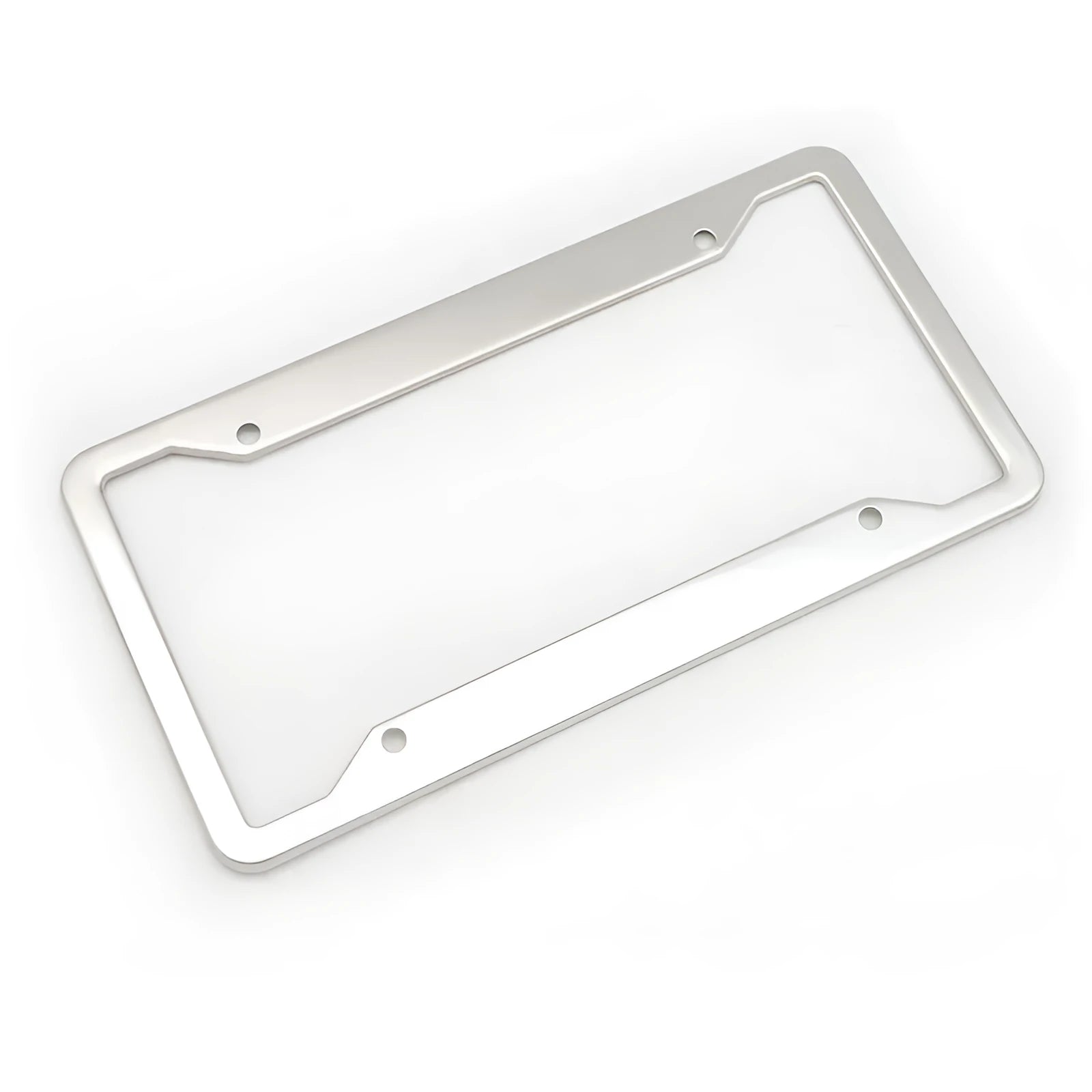 Aluminium alloy and stainless steel license plate frame in black, shown from the front.