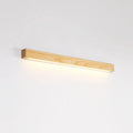 Modern Walnut wood and acrylic log strip wall lamp mounted on a wall in a living room setting.