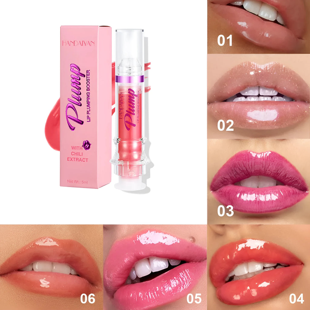 New Tube liquid lip gloss with mirror finish in six colour options showing glossy application