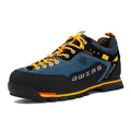 Men's hiking shoes with shock absorber sole in red and yellow colour options for outdoor trekking