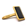 Bamboo slicker brush with stainless steel pins for grooming dogs and cats