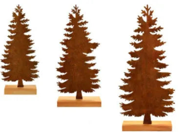 Three rustic iron metal Christmas tree decorations with elk silhouettes and weathered finish