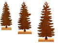 Three rustic iron metal Christmas tree decorations with elk silhouettes and weathered finish