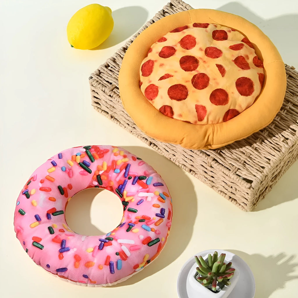 Polyester pet dog toy in donut style for small breeds like Corgi and Teddy