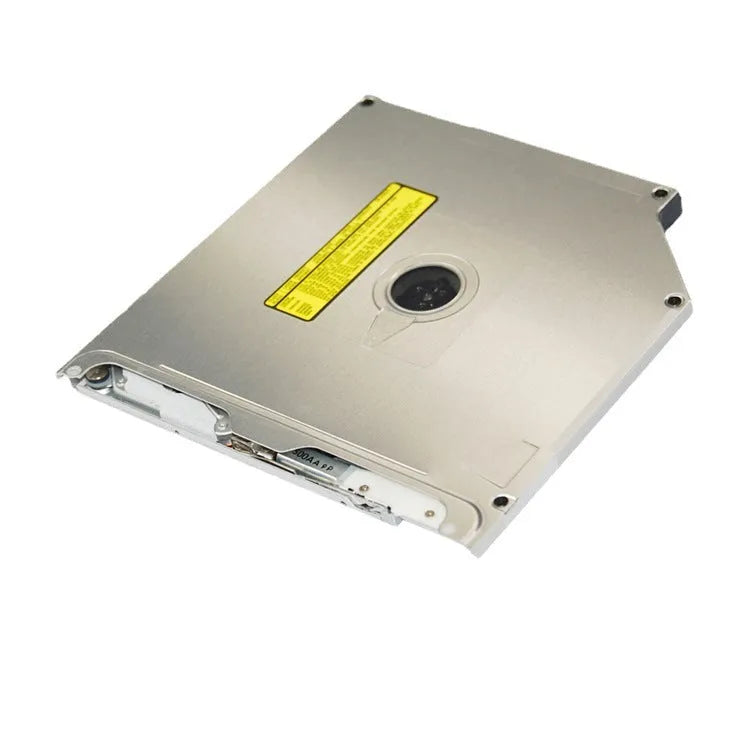 Silver external SuperDrive optical disc drive for MacBook Pro 13 inch laptop