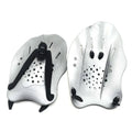 A pair of swim training hand paddles for freestyle stroke, shown in one of eight colour options including dark blue with yellow.
