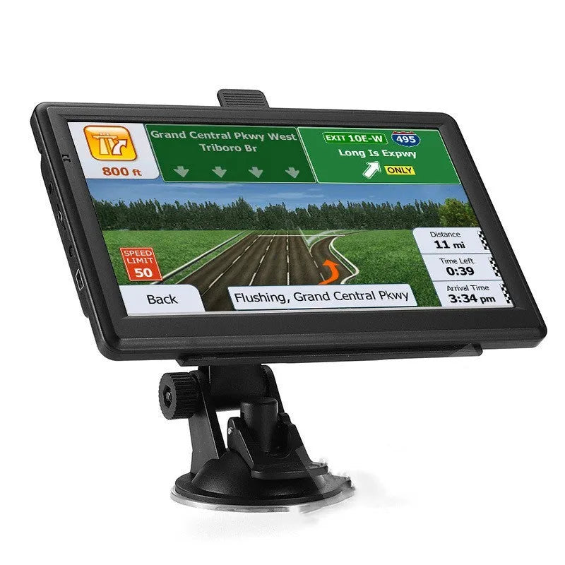 7 inch car GPS navigation device with touch screen display mounted in vehicle