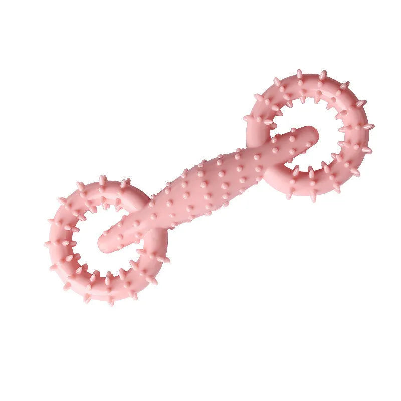 Blue TPR dog chew ring toy for teething puppies measuring 16cm diameter