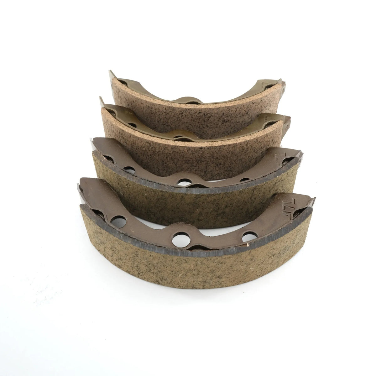 Set of 4 asbestos golf cart brake pads in leather yellow finish, 15x19x4cm each, 17L17T brake shoe for EZGO Yamaha Club Car