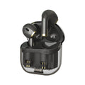 Wireless Bluetooth in-ear sleep headset in black with plastic body and charging port